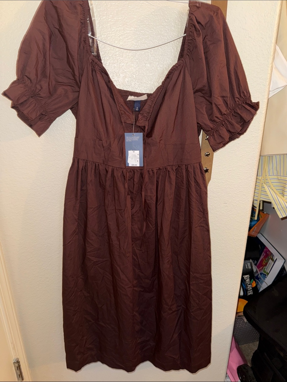 Universal Thread Brown Puff Sleeve Midi Dress